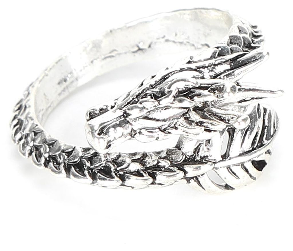 Vintage-Punk-Ringe, Legierung, verstellbar, Drachen-Design, cooles Antik-Silber für Herren