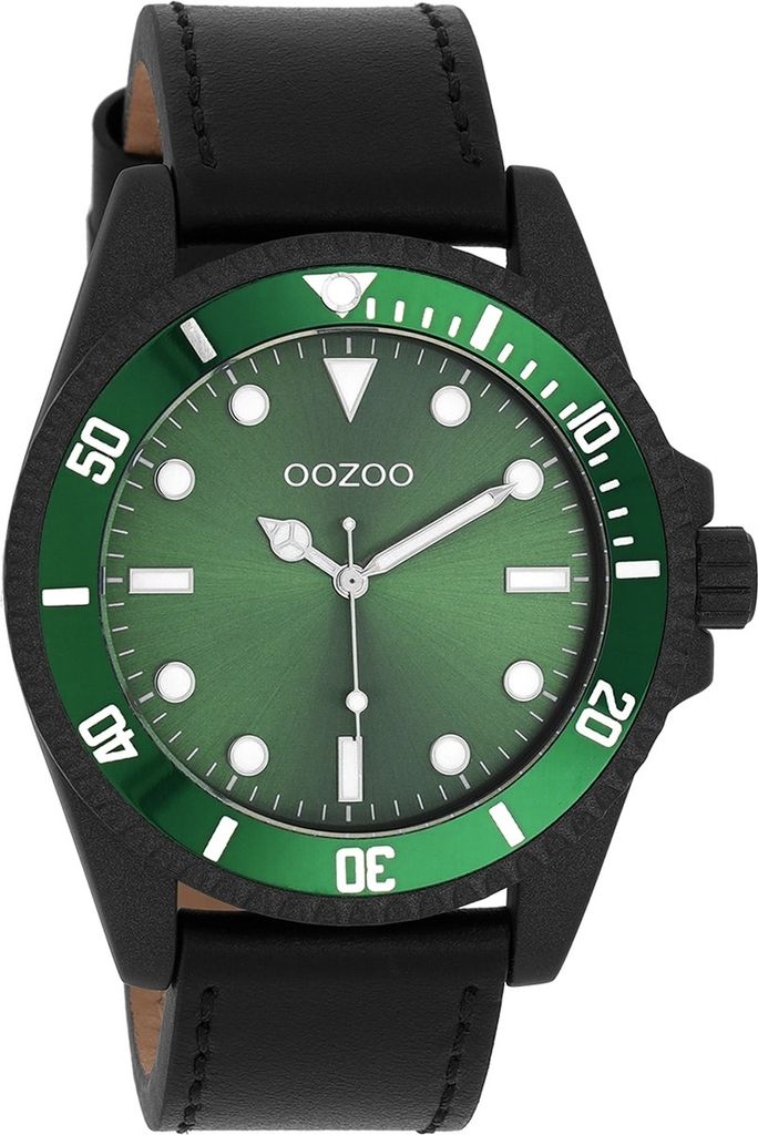 Oozoo Armbanduhr schwarz Leder Timepieces Herren Analog-Quarzuhr UOC11117