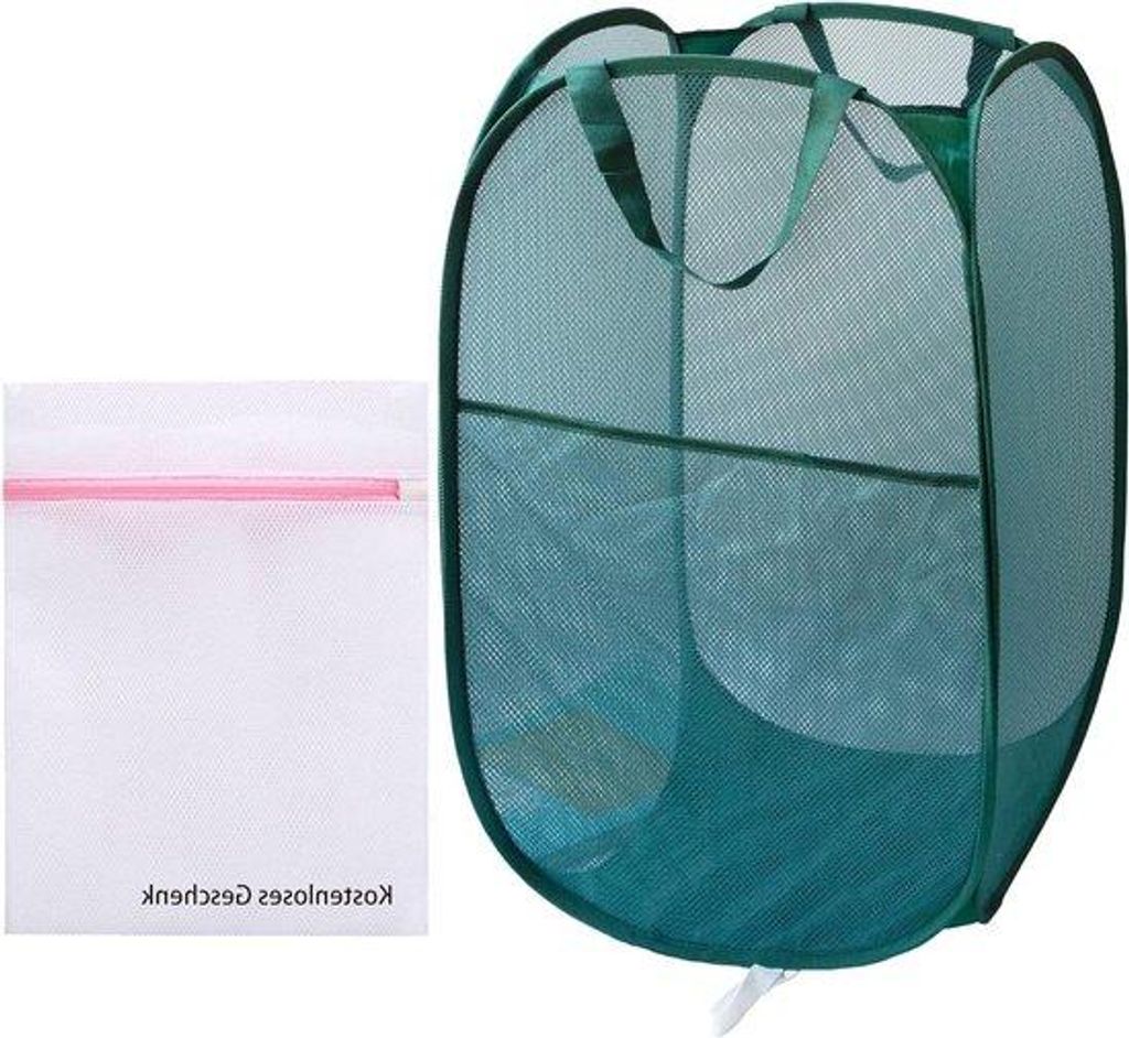 Klappbarer Wäschekorb 77 Liter Grün