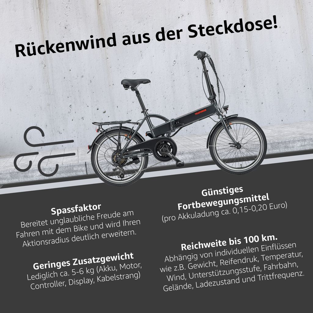 Telefunken E-Bike 20 Zoll Faltrad Pedelec Fahrrad 6 Gang Produktbild 7