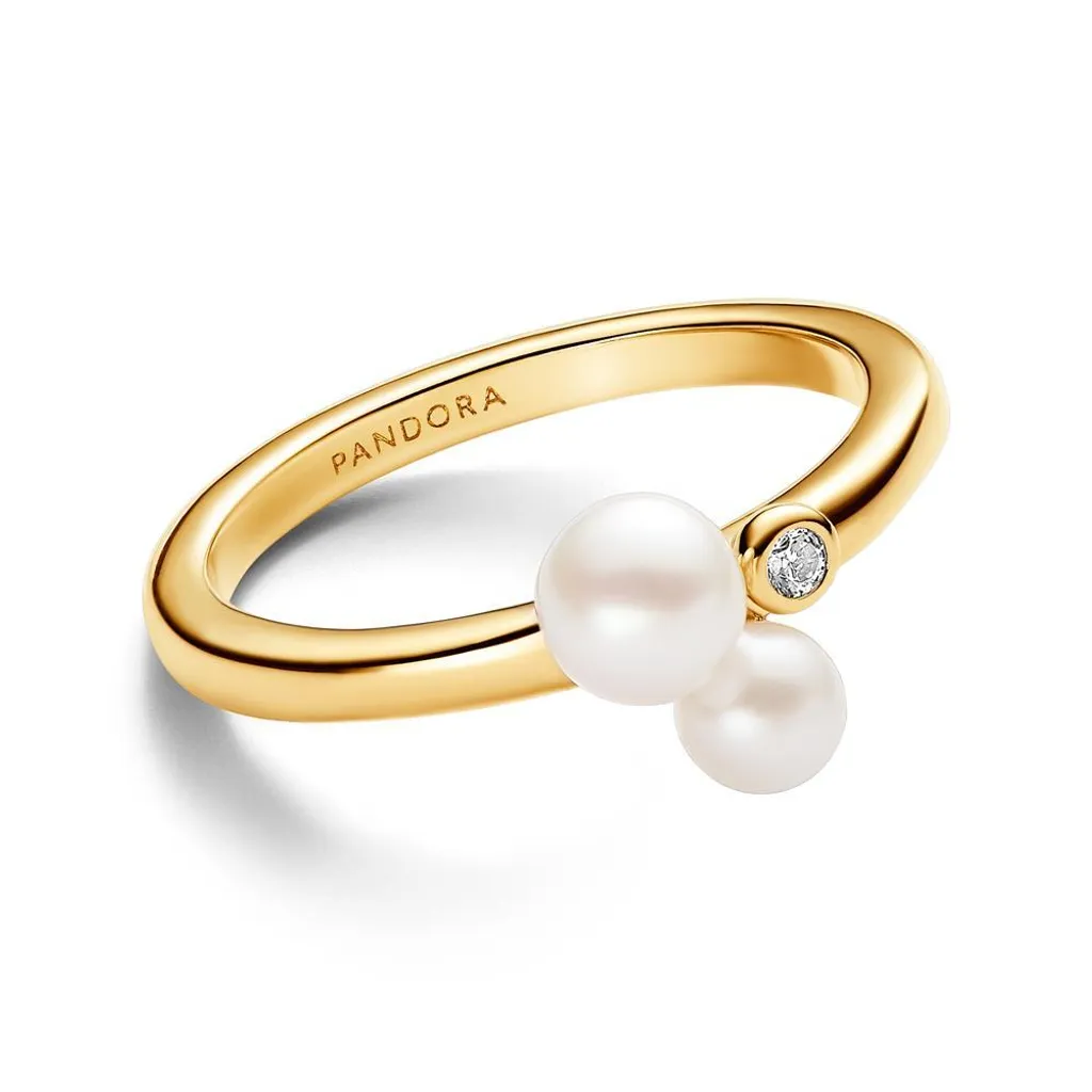Bague Pandora Duo Ajustement Parfait Taille 56 Perles d'Eau Douce Durable