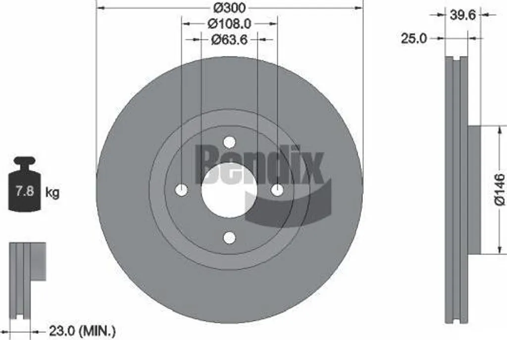 Bendix BDS1614 Disque de frein OE 2147409 pour Ford Ecosport arrière