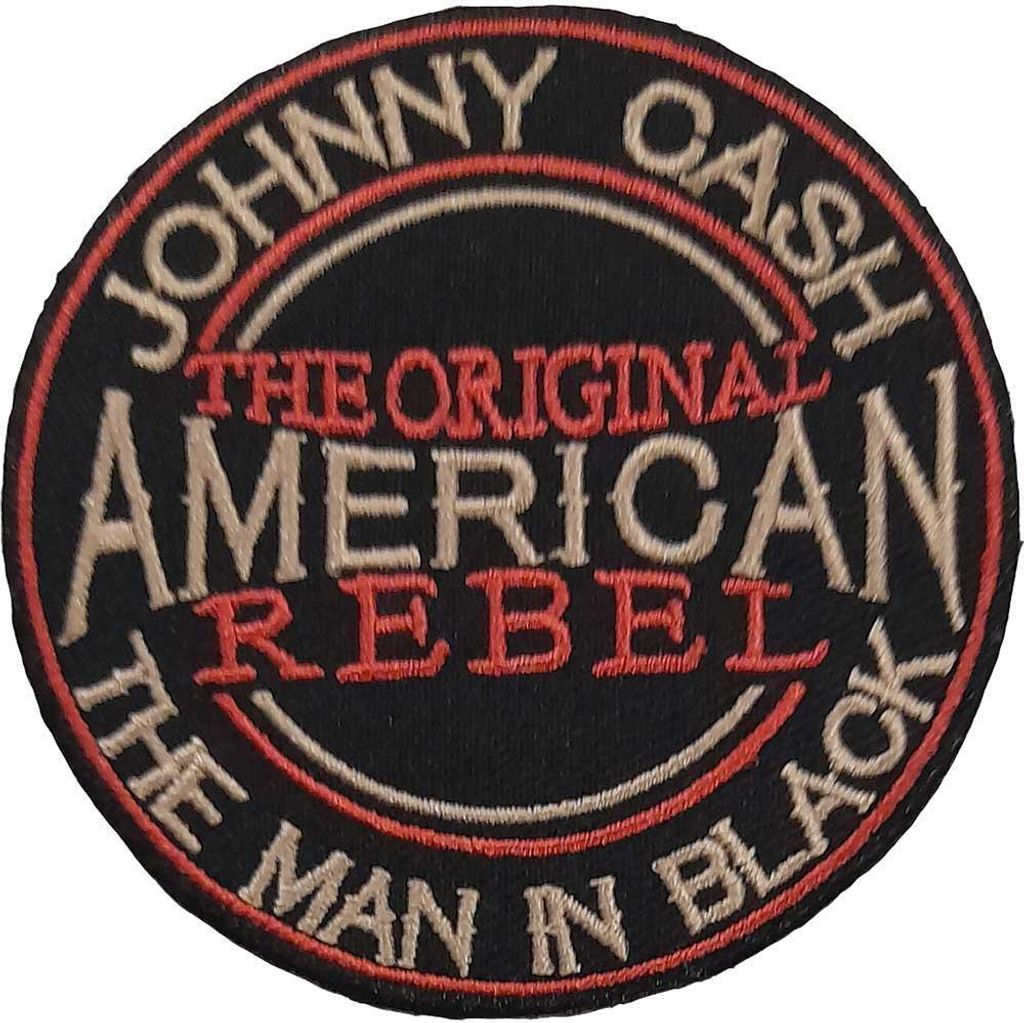 Johnny Cash - Aufnäher zum Aufbügeln "American Rebel" - Polyester RO4420 (Einheitsgröße) (Schwarz/Cremefarbe/Rot)