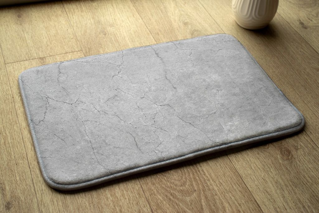 Badteppich Saugfähige - Badezimmer Teppich - Rutschfester Badvorleger Badematte - 90x60 cm - Grauer Beton