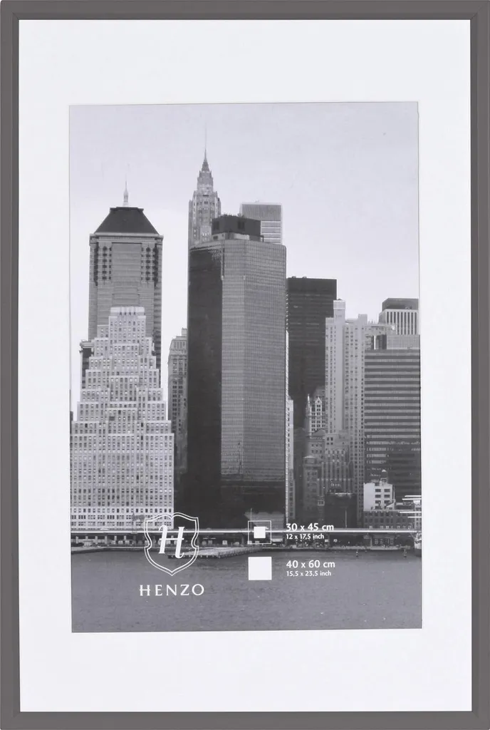 Cornice in plastica Henzo METALLICA 40x60 cm grigio acciaio con passante 30x45 cm