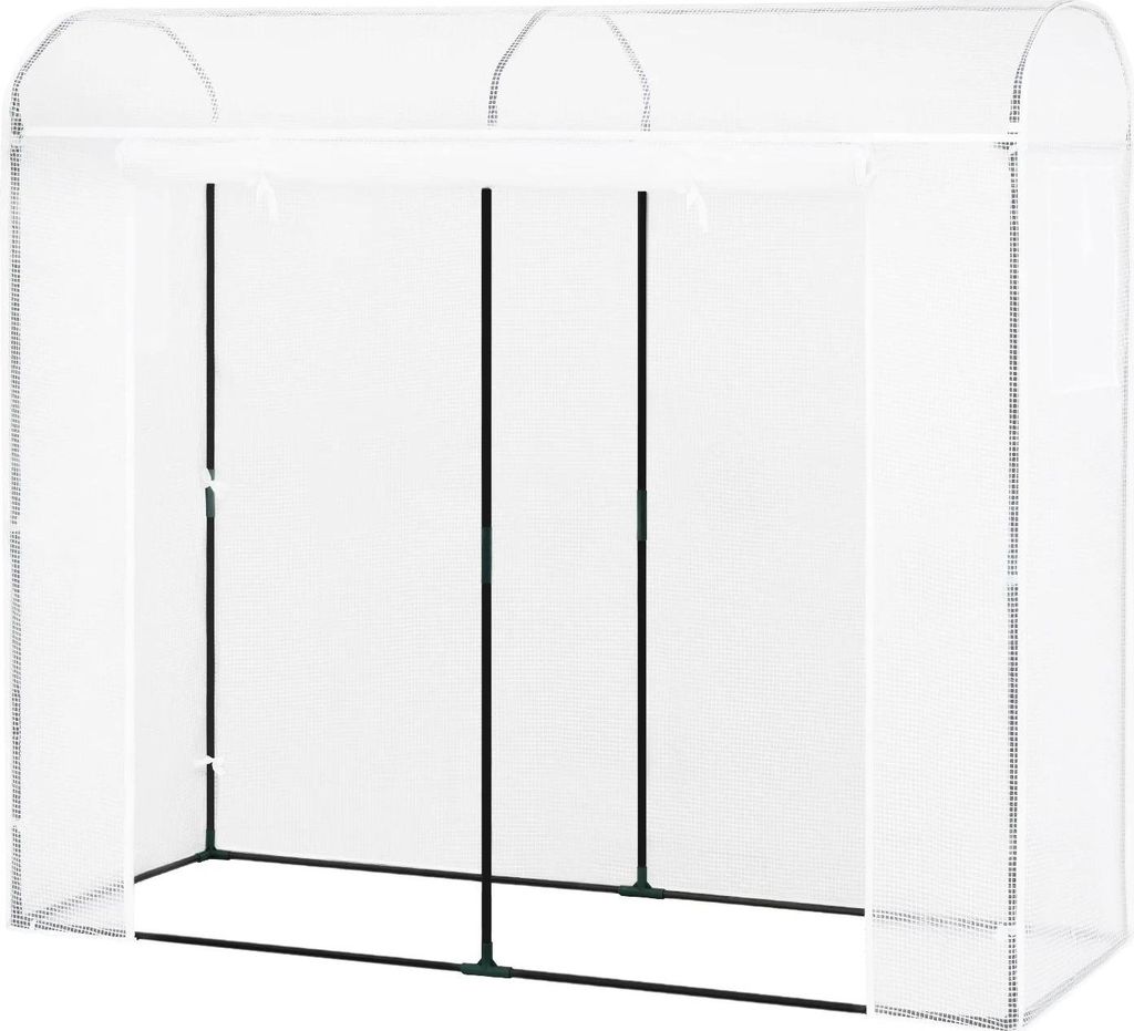 Tomaten-Gewächshaus - Folientunnel - 170×68×200 cm - Mit Tür und Fenstern - PE-Folie - Einbogen - Weiß