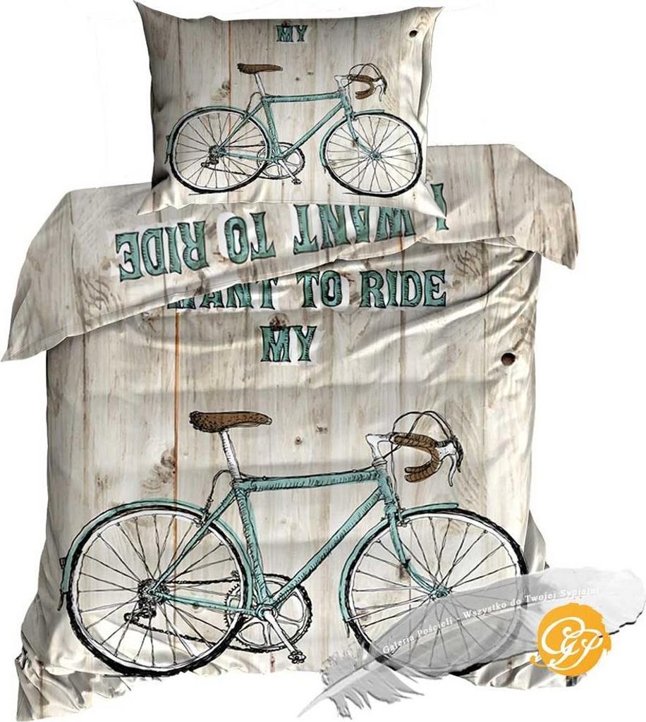3D-Bettwäsche aus Baumwollsatin, 140 x 200 cm, Fahrradmotiv