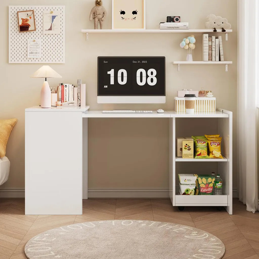 Table pliante multifonctions blanche bureau anti-encombrement 126 cm - 5