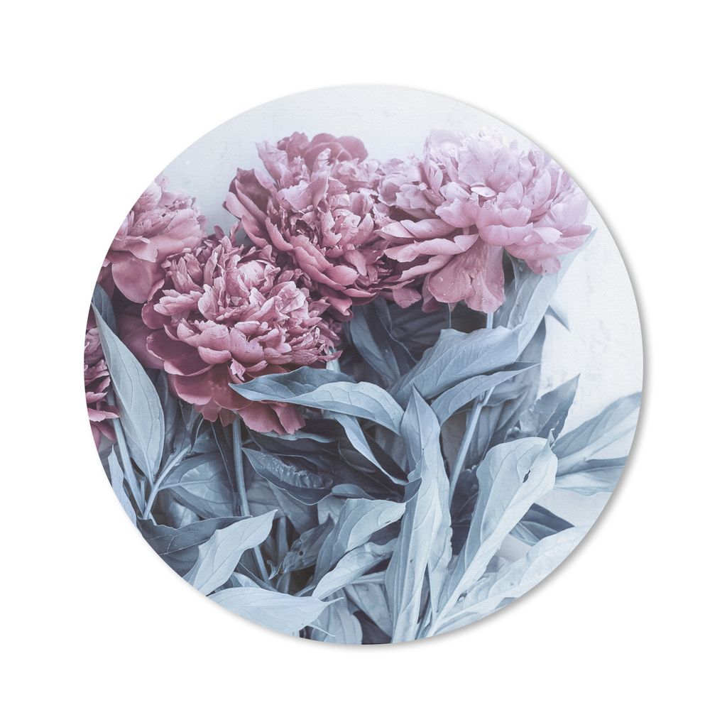 MuchoWow Mauspad Mousepad Rosa Pfingstrosen auf Marmor 40x40 cm - Mousepads - Maus Mat - Pad - Mausunterlage - Schreibtisch Accessoires