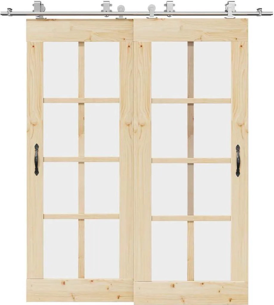 Rail de porte coulissante 2m en inox argenté avec système de fixation complet