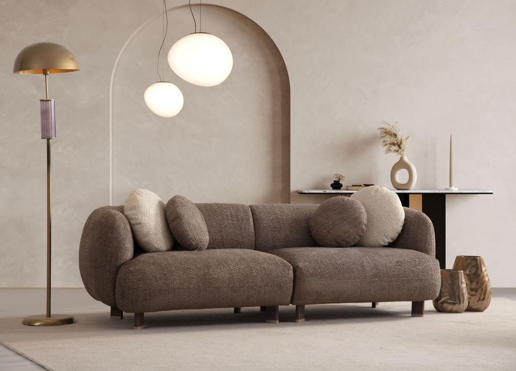 Brauner Dreisitzer Wohnzimmer Polstercouch Moderner 3-er