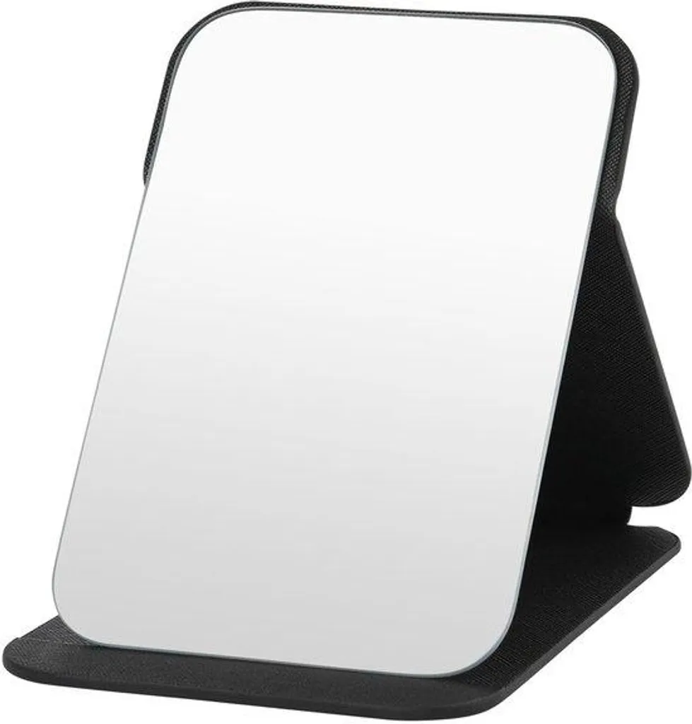Miroir de voyage portable à poser - Miroir de table pliable noir 16 cm