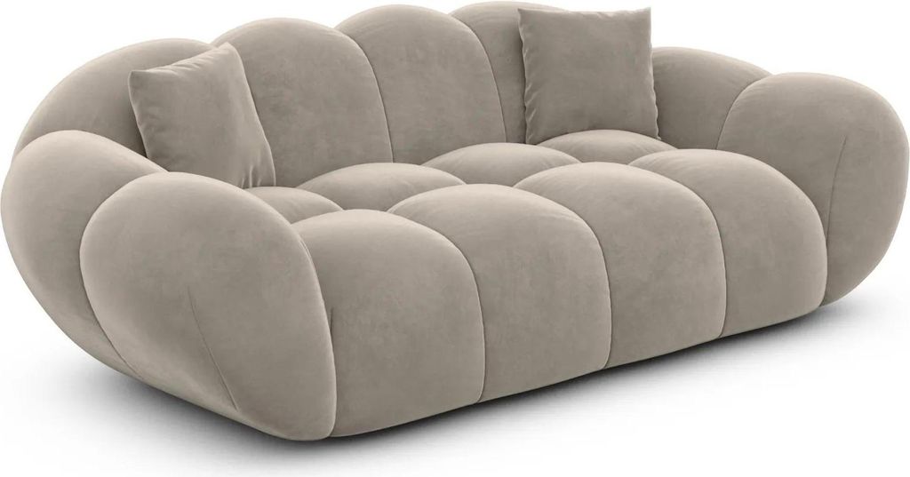 Samtstoff 2-Sitzer Couch Liva Taupe