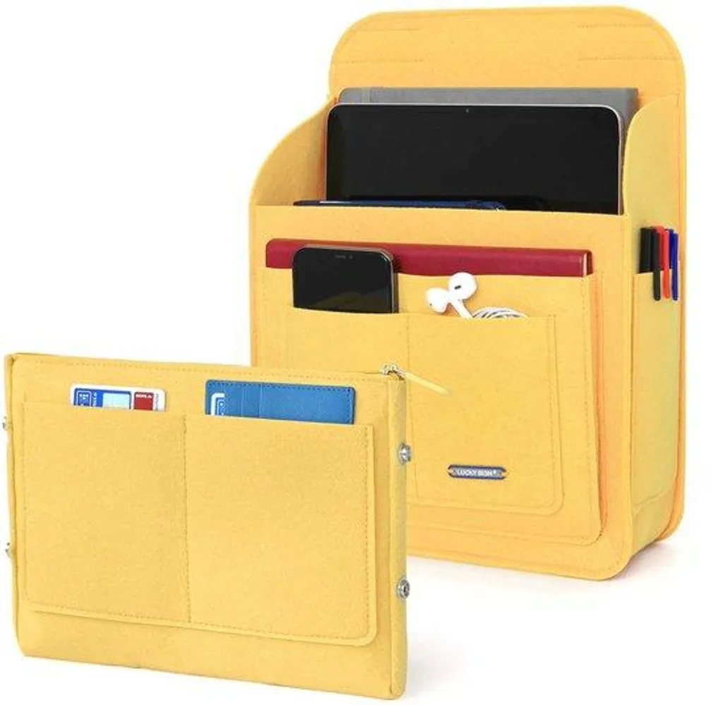 Organisateur de rangement multifonctionnel Vilt jaune en feutrine 35 cm