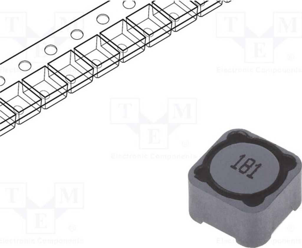 5x Drossel: Draht 350mΩ SMD 180uH 12x12x8mm 20% 1,3A -40÷125°C PCS127MT181 SMD-L