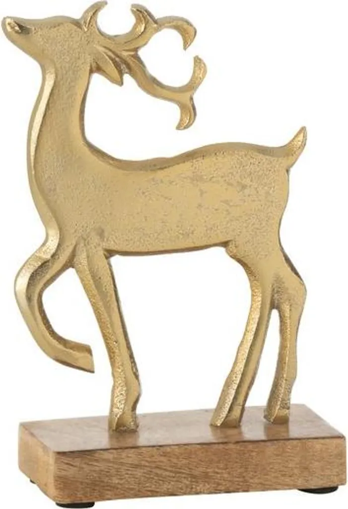 Renne sur Socle Aluminium Or et Bois J-Line Petit Format Design Luxe