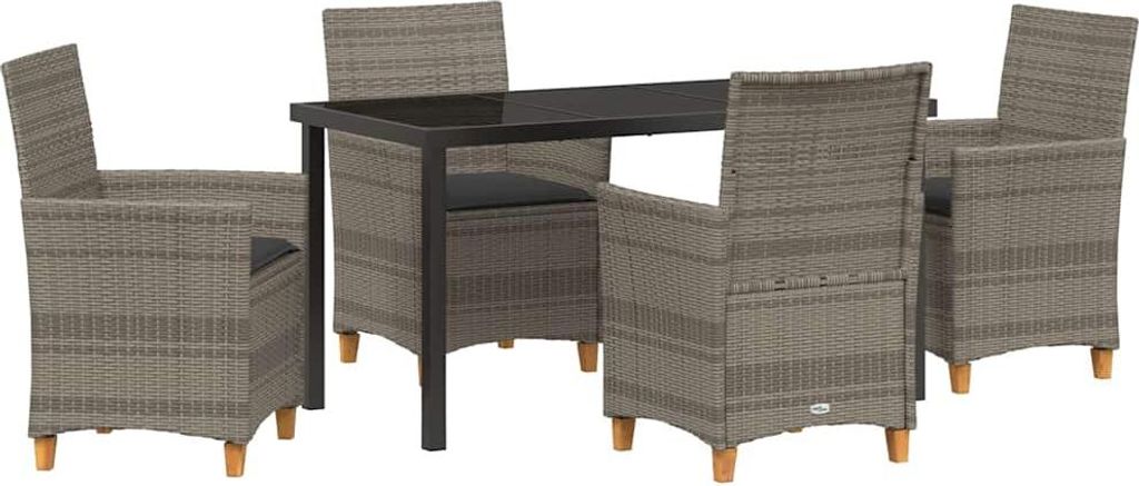 Garten Essgruppe 5 pcs Grau Poly-Rattan