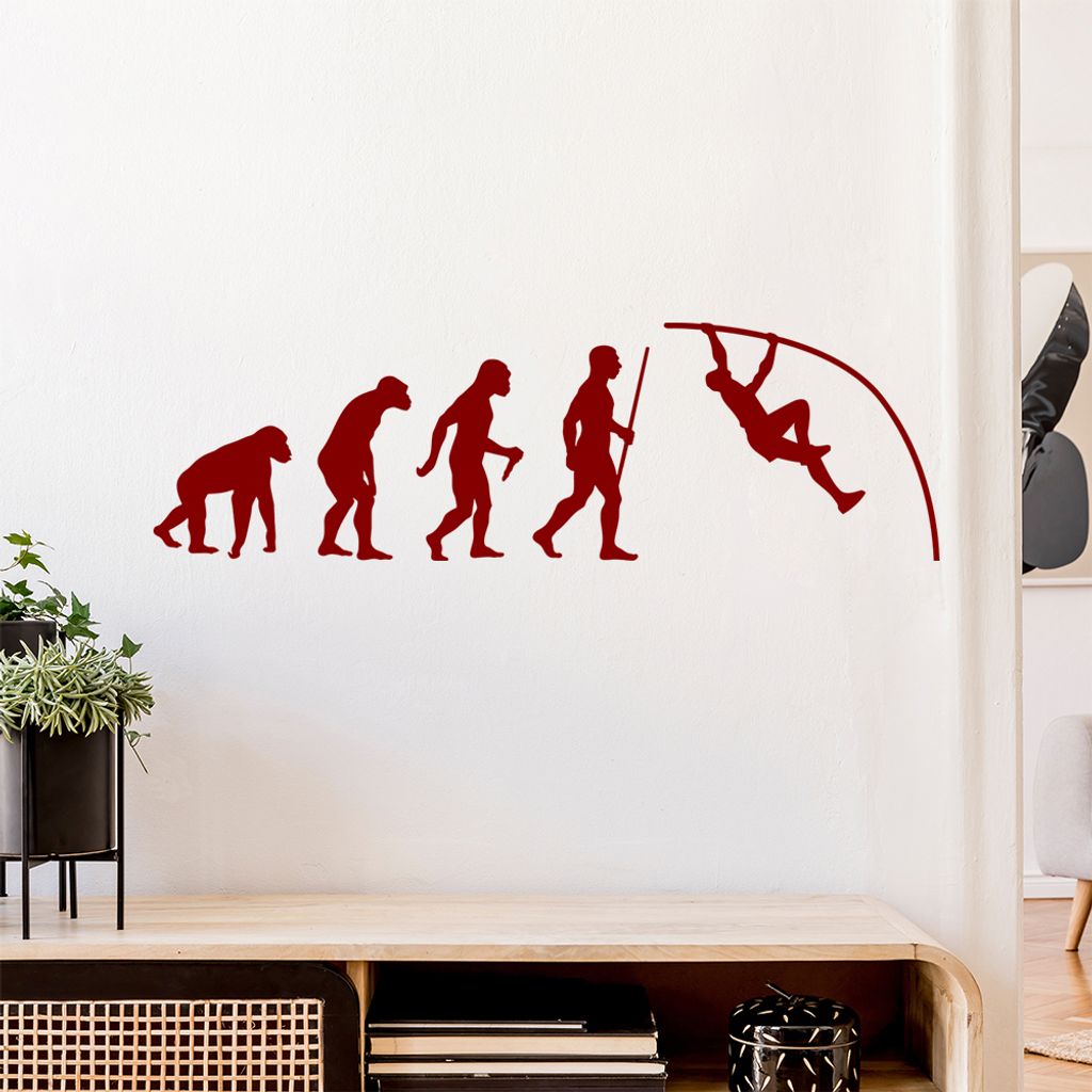 Stabhochsprung Evolution Wandtattoo Wandaufkleber Wall Sticker - Dekoration, Küche, Wohnzimmer, Schlafzimmer, Badezimmer
