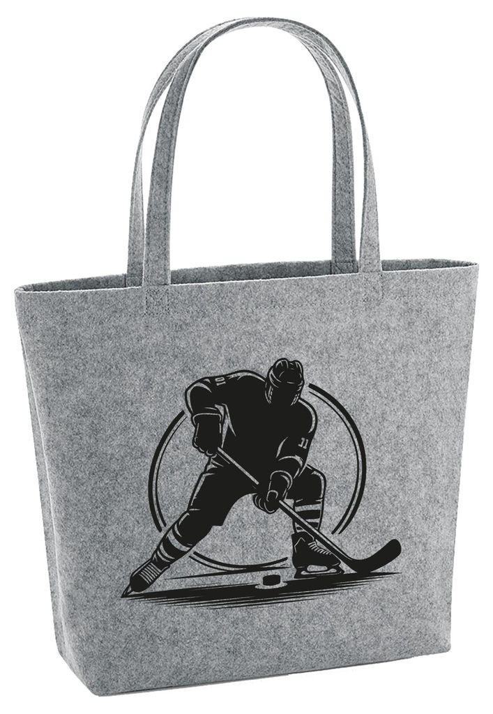 Huuraa Filzshopper Eishockey Hockey 22 Liter Grey Melange Filztasche Geschenkidee