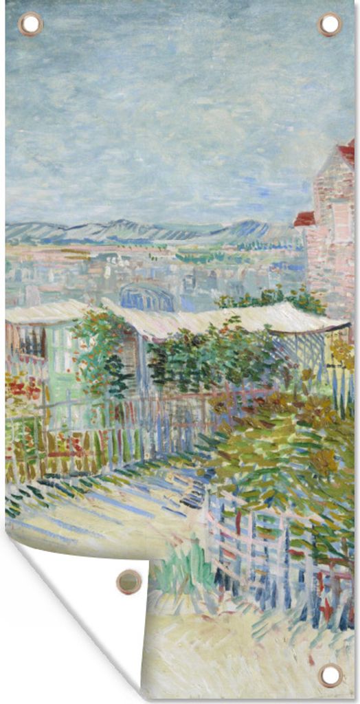 MuchoWow 30x60 cm Outdoor-Poster Gartendeko Sichtschutz Garten Poster für den Garten Montmartre: hinter der Mühle von Galette - Vincent van Gogh
