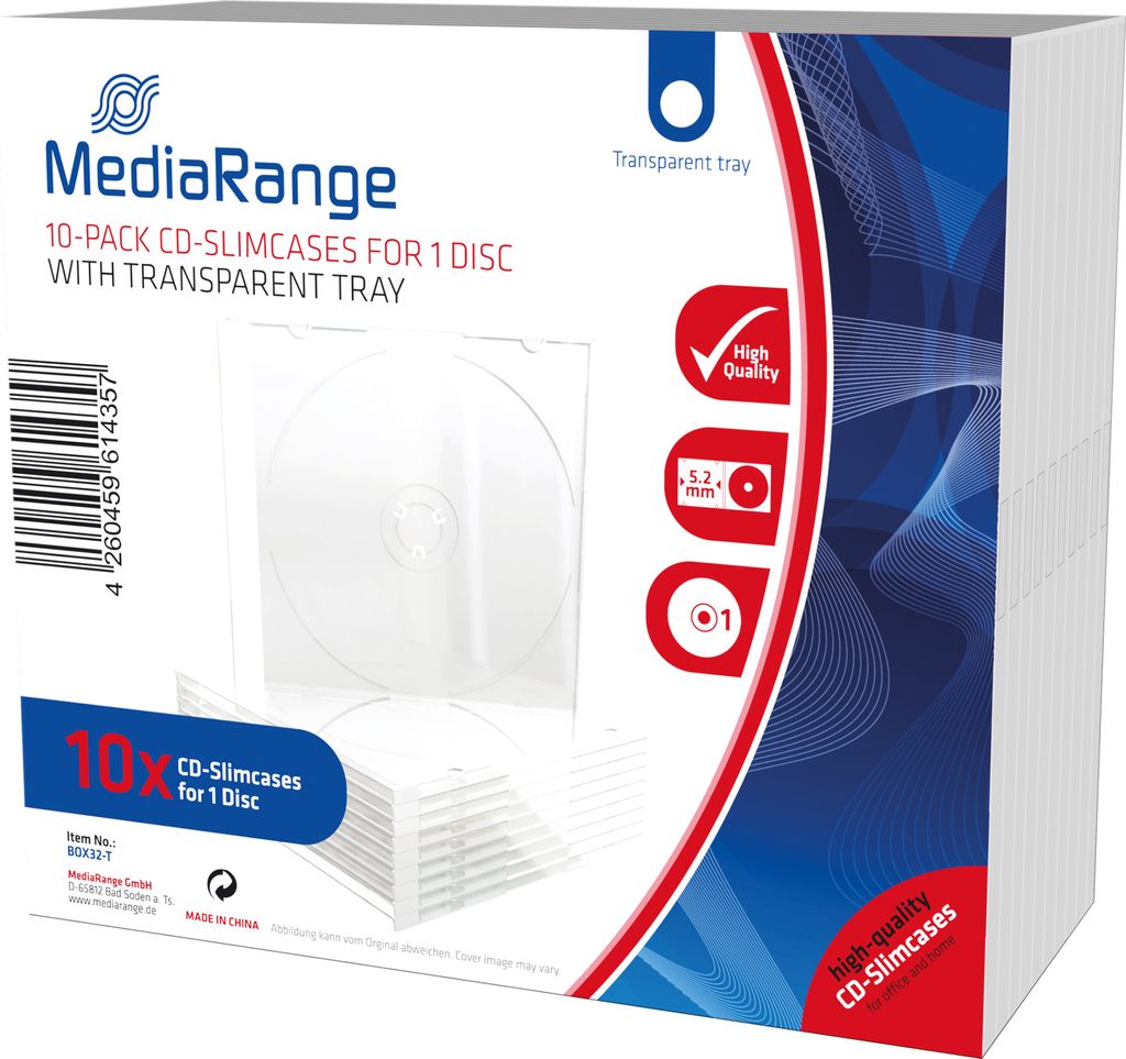 MediaRange CD-Hülle Slimcase BOX32-T tr 10 St./Pack.