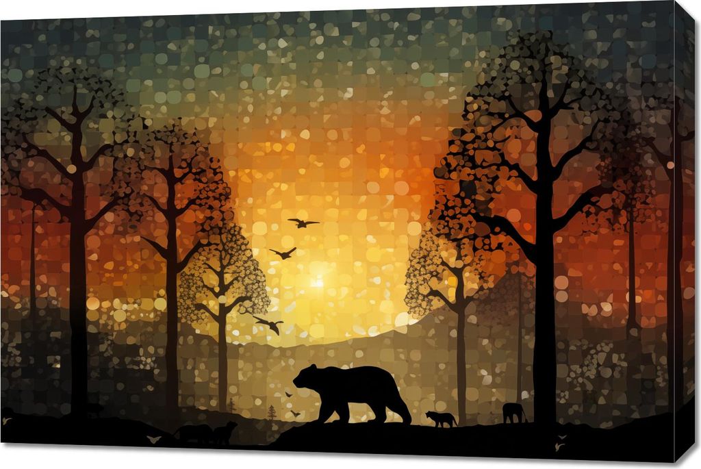 Bild 90x60cm Sonnenuntergang im Wilden Wald