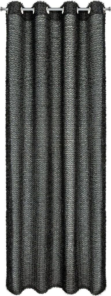 EUROFIRANY | Vorhang - 135 x 250 cm - schwarze Gardinen - mit Volants