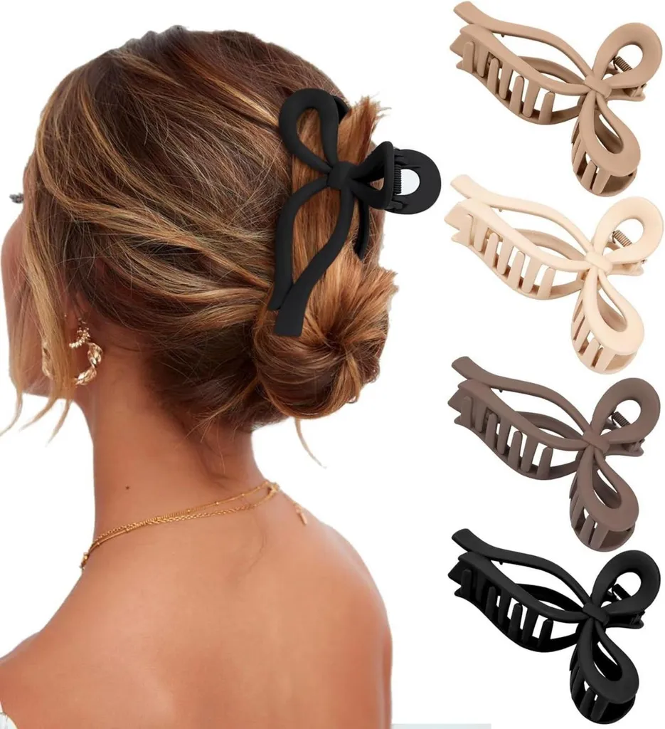 Blooms Set de 4 Pinces à Cheveux avec Nœud Papillon Antidérapant 11cm