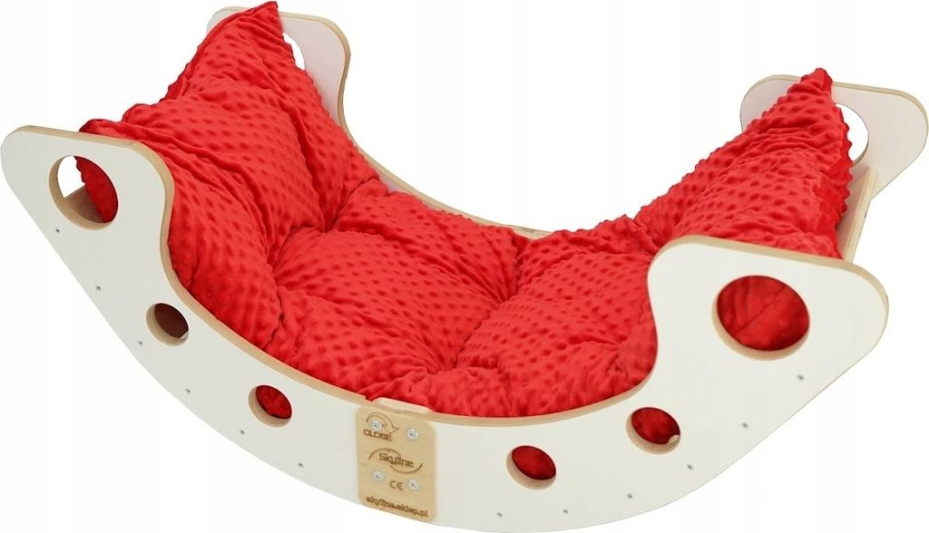 Skyline Kletterbogen Klettergerüste Kletterdreieck Baby Kletterwippe Holzbogen für Kinder Montessori Lack Klappbar Weiß, mod.B, 85x42x36cm, Rot