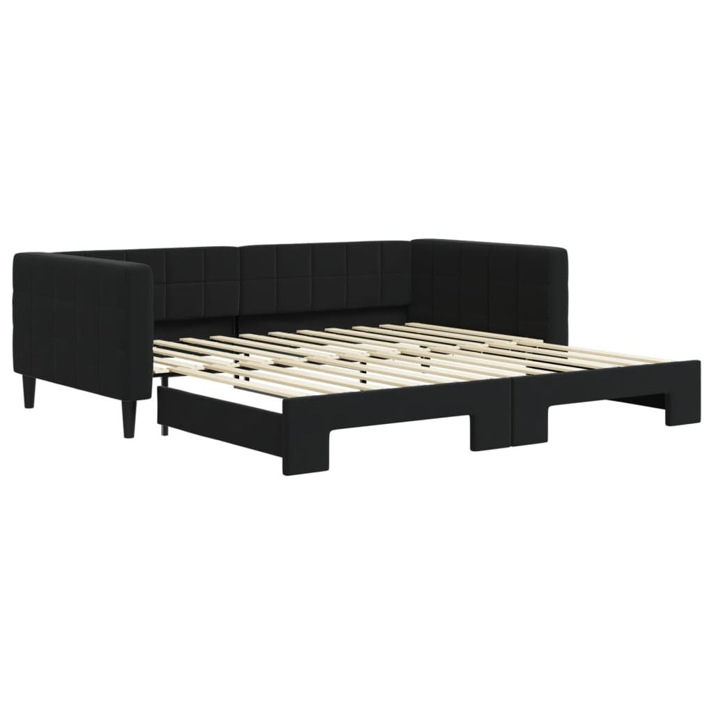 vidaXL Tagesbett Ausziehbar Schwarz 100x200 cm Samt Produktbild 