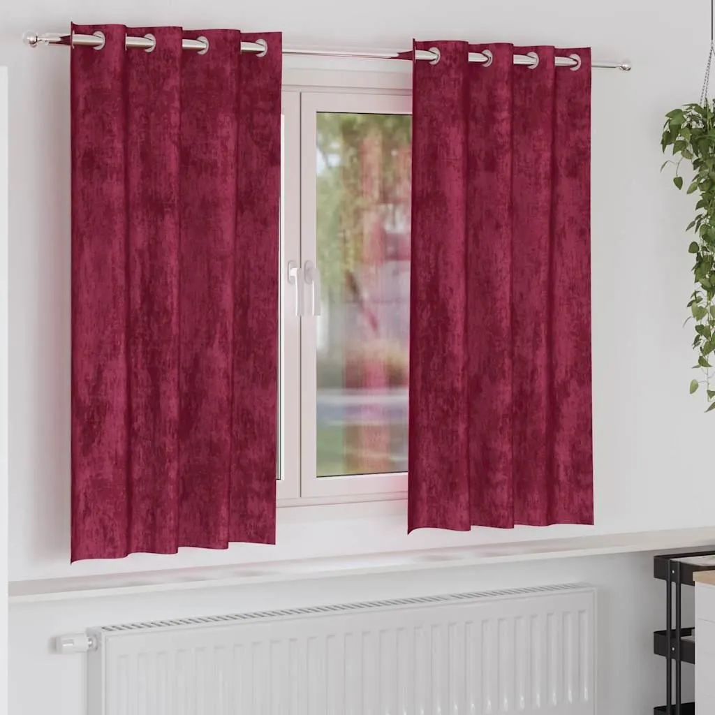 Paire de rideaux en velours épais bordeaux 175x140 cm haute densité