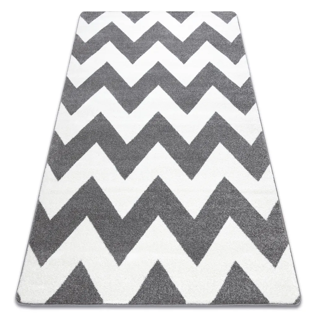 Tapis Zigzag Gris et Blanc SKETCH FA66 - Texture Douce 160x220 cm