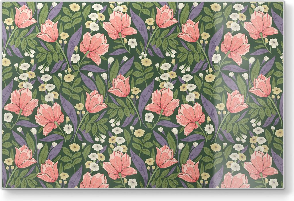 DEQORI Schneidebrett Glas 30x20 cm 'Jugendstil-Tapete' Schneideplatte groß