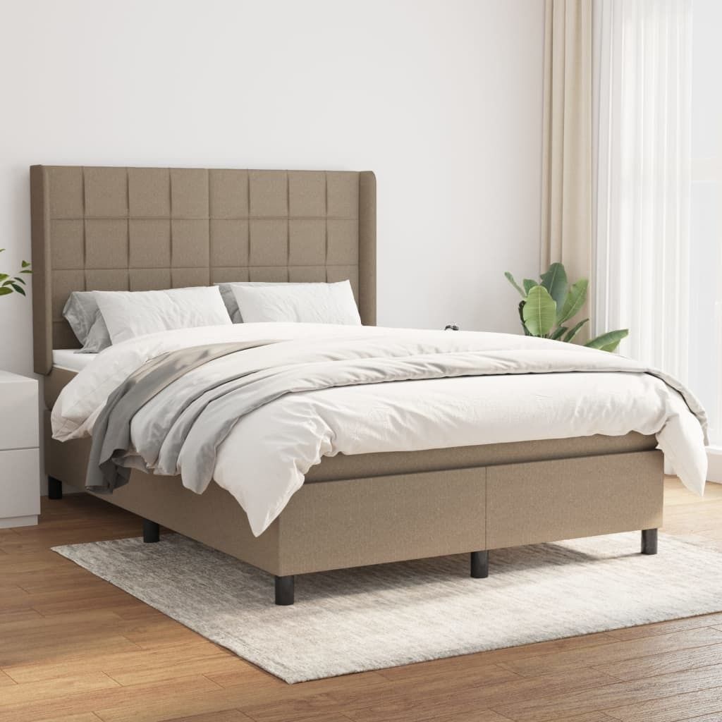 "Rabatt" Boxspringbett mit Matratze - 2 Personen - Strapazierfähiger Stoff - Taupe 140x200 cm Stoff - Klassische Betten CC5727