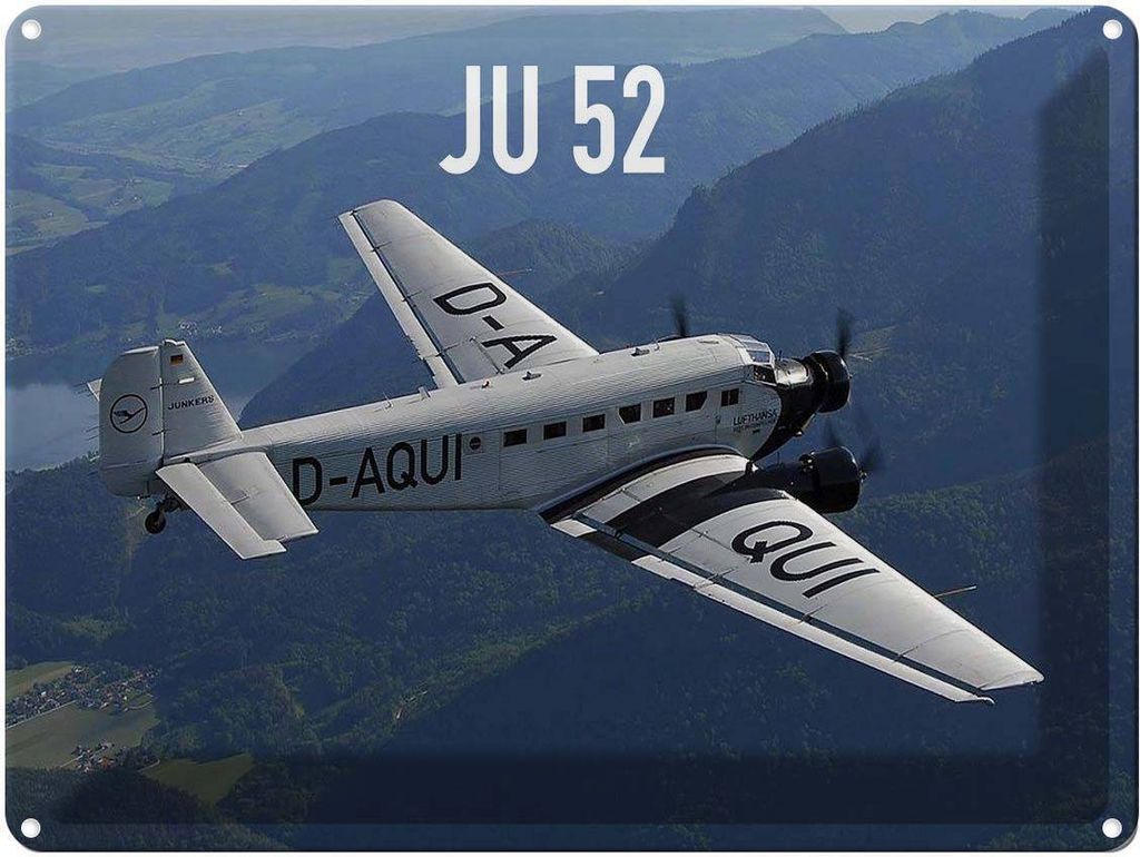 vianmo Blechschild 30x40 cm Flugzeug JU 52 in der Luft Flugzeuge