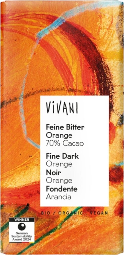 -Zartbitterschokolade mit Orangengeschmack 100 g – VIVANI Produktbild 