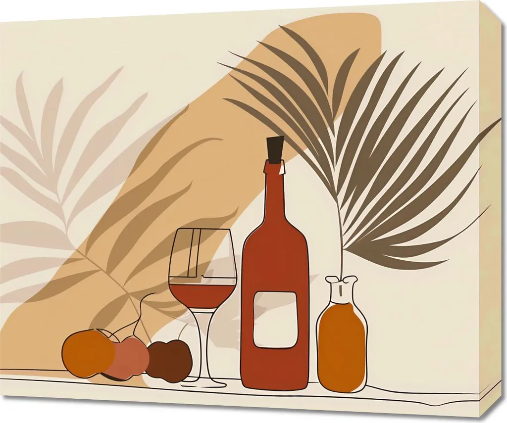Tableau Vin sous les palmiers 60 x 50 cm Déco Cuisine et Salon Chic