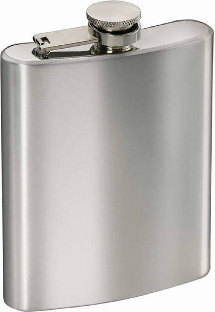 Flachmann „Bombay“ 90 ml gebürsteter Edelstahl mit Deckel