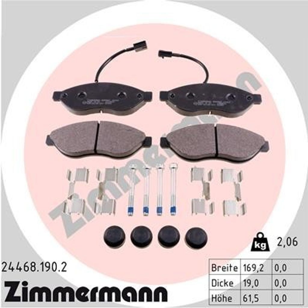 ZIMMERMANN Bremsbeläge Satz Vorne Bremsklötze für FIAT Ducato Kastenwagen (250, 290) 24468.190.2