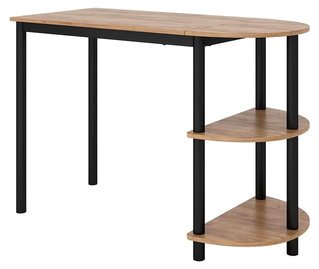 Küchentisch Freetown, Eiche/Schwarz, 110 x 50 cm mit offenen Ablagen, geeignet als Ess- oder Arbeitstisch für kleine Küchen