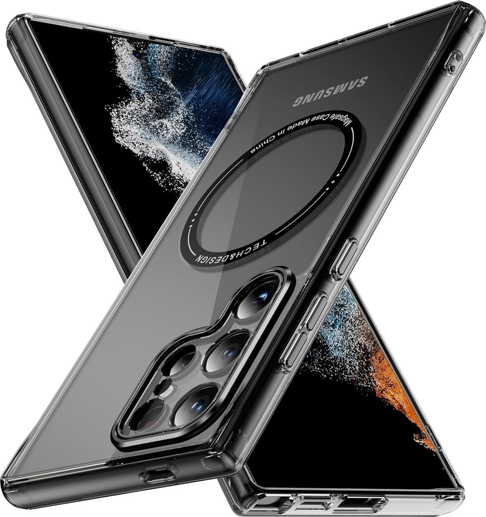 Magnetisch Klare Hülle für Samsung Galaxy S25 Ultra, Kompatibel mit MagSafe, Hybrid Stoßfeste Handyhülle Schwarz