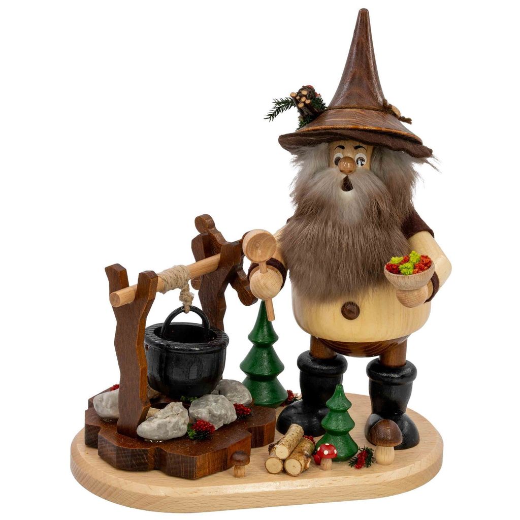 Rauchfigur Waldwichtel am Gulaschkocher natur 21x13x25 cm(BxTxH)