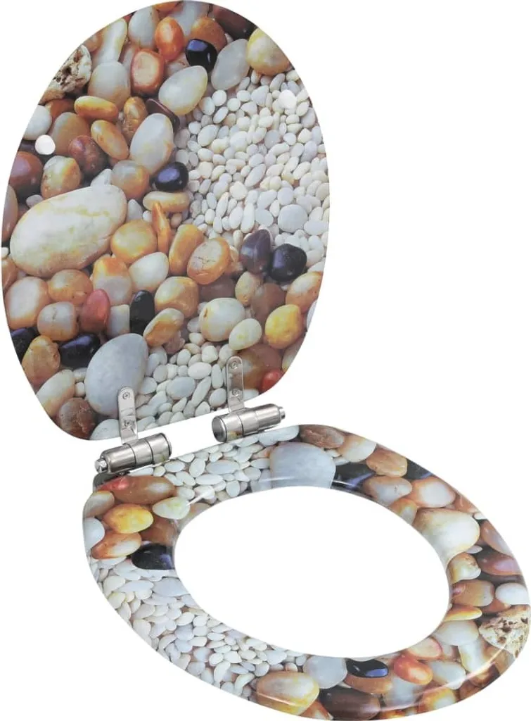 Coppia Sedili WC MDF Ciottoli - Chiusura Soft Close e Cerniere Zinco - 2