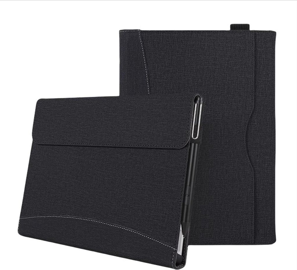 INF Surface Pro Schutzhülle: Kunstleder, Ständer, Kartenfach, Schwarz