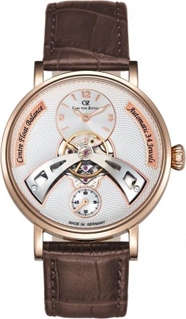 Carl von Zeyten Baden Baden Automatik Herrenuhr in Weiß / Braun mit Lederarmband - CVZ0042RWH