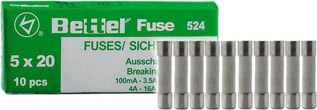 10er Päckchen Feinsicherungen Keramiksicherungen träge 5x20mm 250V TYP 524 - Größe: 2,5A