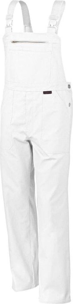 Qualitex Arbeitshose - classical Latzhose - pflegeleichter Blaumann aus reiner Baumwolle - in Farbe: weiß - Herren: 48 - Damen: 42