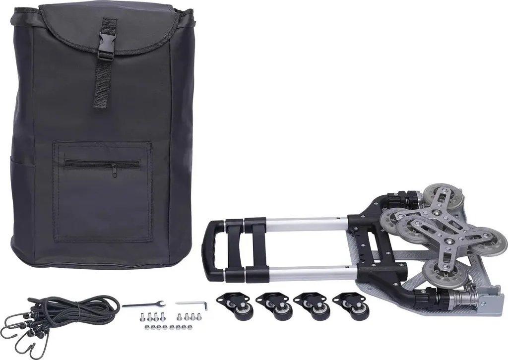 Chariot à sacs en aluminium noir réglable en hauteur et pliable robuste