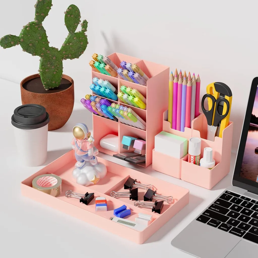 Porte-stylo organiseur de bureau en métal - Qualité premium - Anthracite
