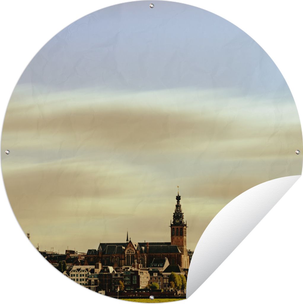 MuchoWow Gartenposter Outdoor-Poster Rund Skyline - Nijmegen - Niederlande Ø 120 cm Gartendeko Rundes Poster draußen